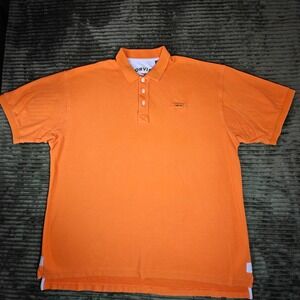 Orvis Mens XXL-T Tall Orange Cotton Pique Short Sleeve Polo Shirt 2HCK